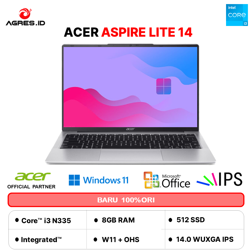 ACER ASPIRE LITE AL14 CORE I3 N355 8GB 512GB W11+OHS 14.0WUXGA IPS