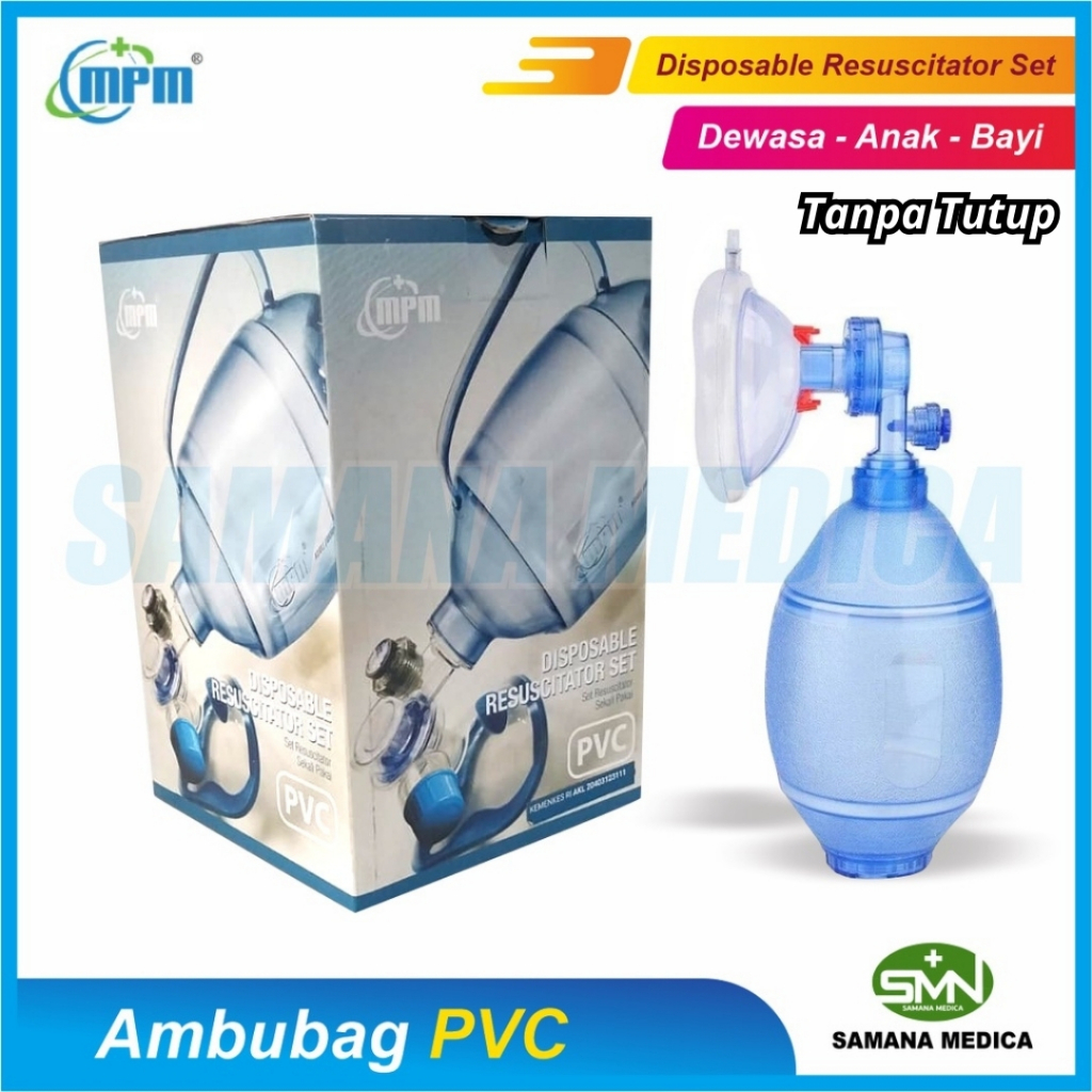 Ambubag + Guedel Mayo Sungkup PVC Lengkap dengan MPM Rescucitator Alat Bantu Resusitasi Napas Neonat