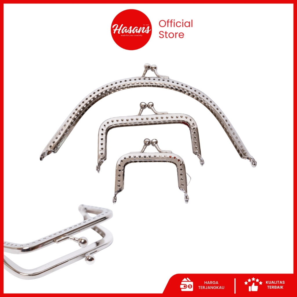 Hasans / Behel Tas / Behel Dompet / Behel Persegi & Lengkung Silver / Frame Dompet / Handel Dompet /