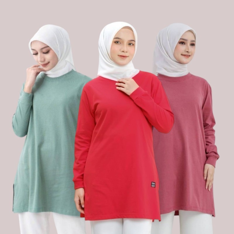 Tunik Polos Jumbo Oversize Bahan Kaos Katun Premium | Fashion Wanita Muslimah Kekinian":