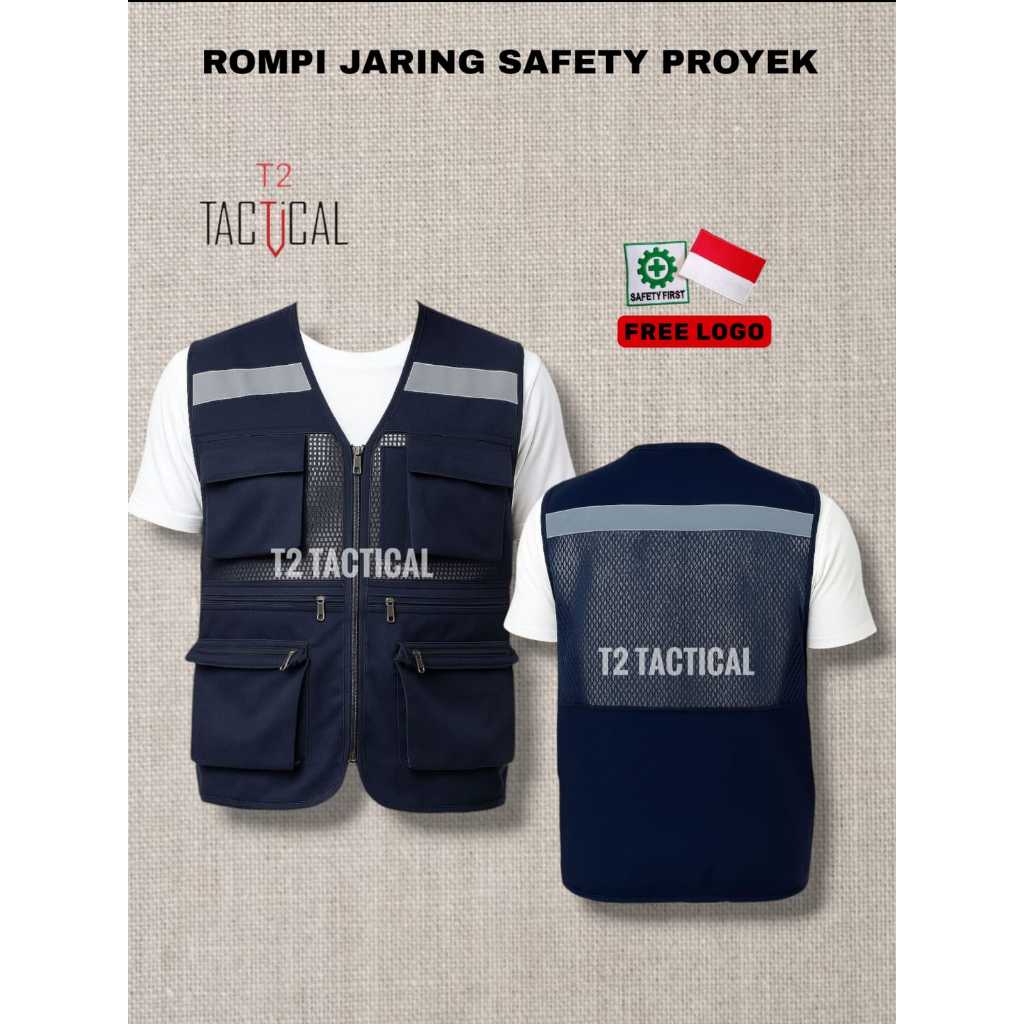 ROMPI VEST TACTICAL BAHAN JARING + TWILL
