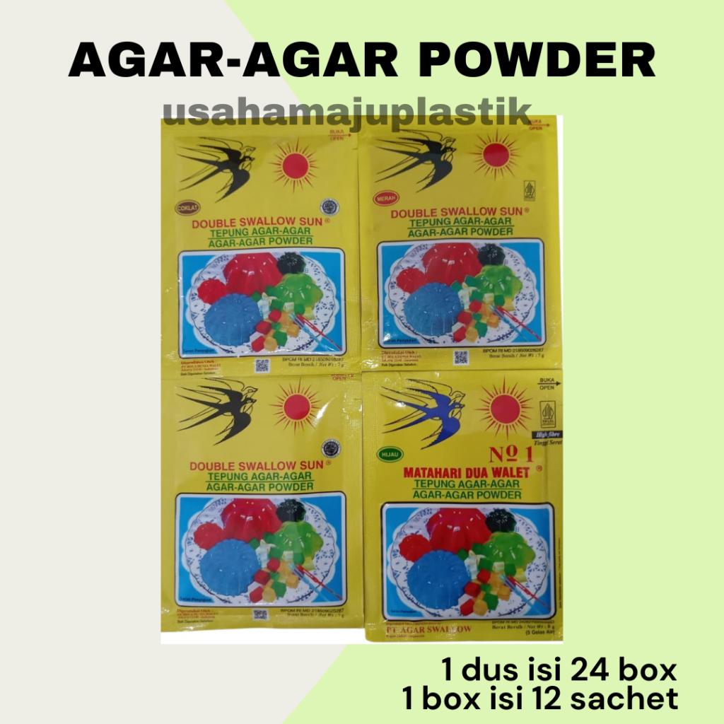 

Agar Agar Powder Tepung Agar Agar Cap Bola Dunia & Double Swallow Sun