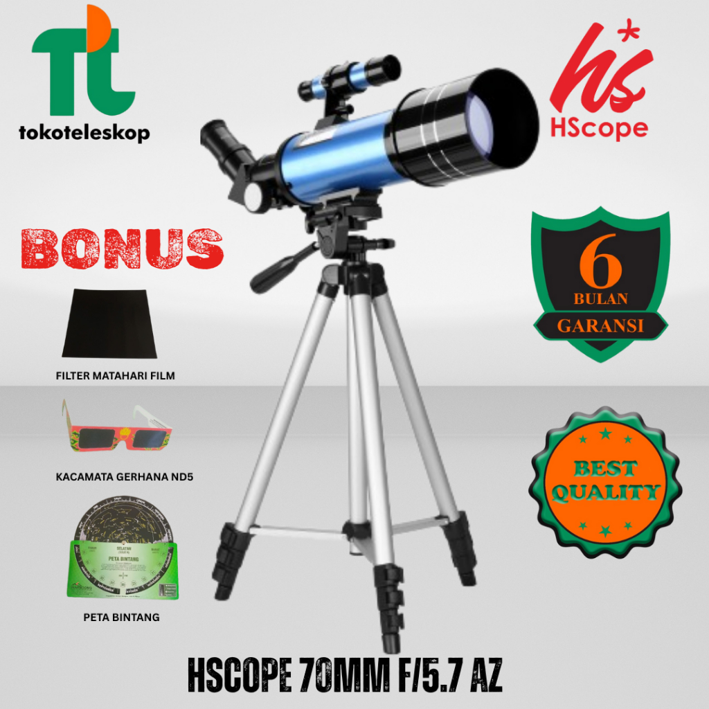 Teleskop HScope 70mm F/5.7 AZ | Teropong Bintang | Teleskop Bintang | Teleskop Astronomi | Teleskop 