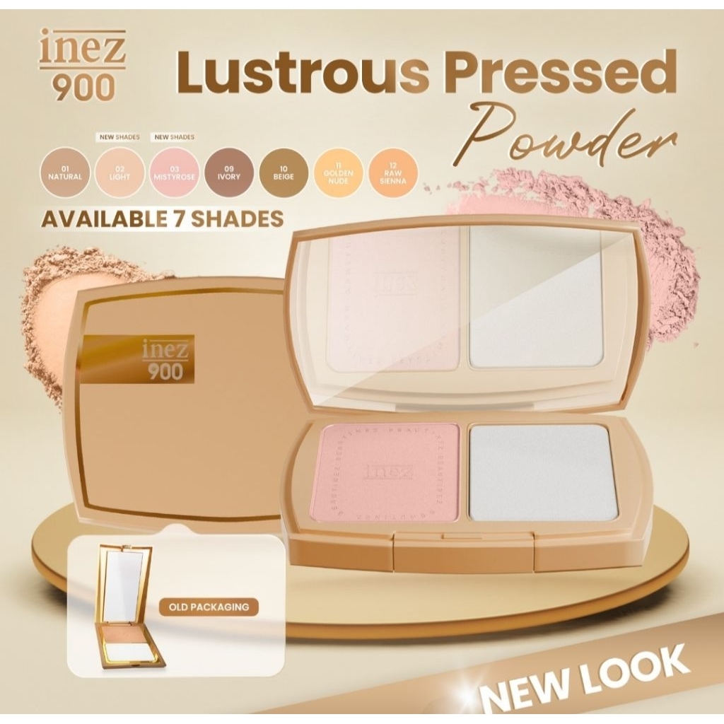 INEZ LUSTROUS PRESSED POWDER/bedak padat inez gold