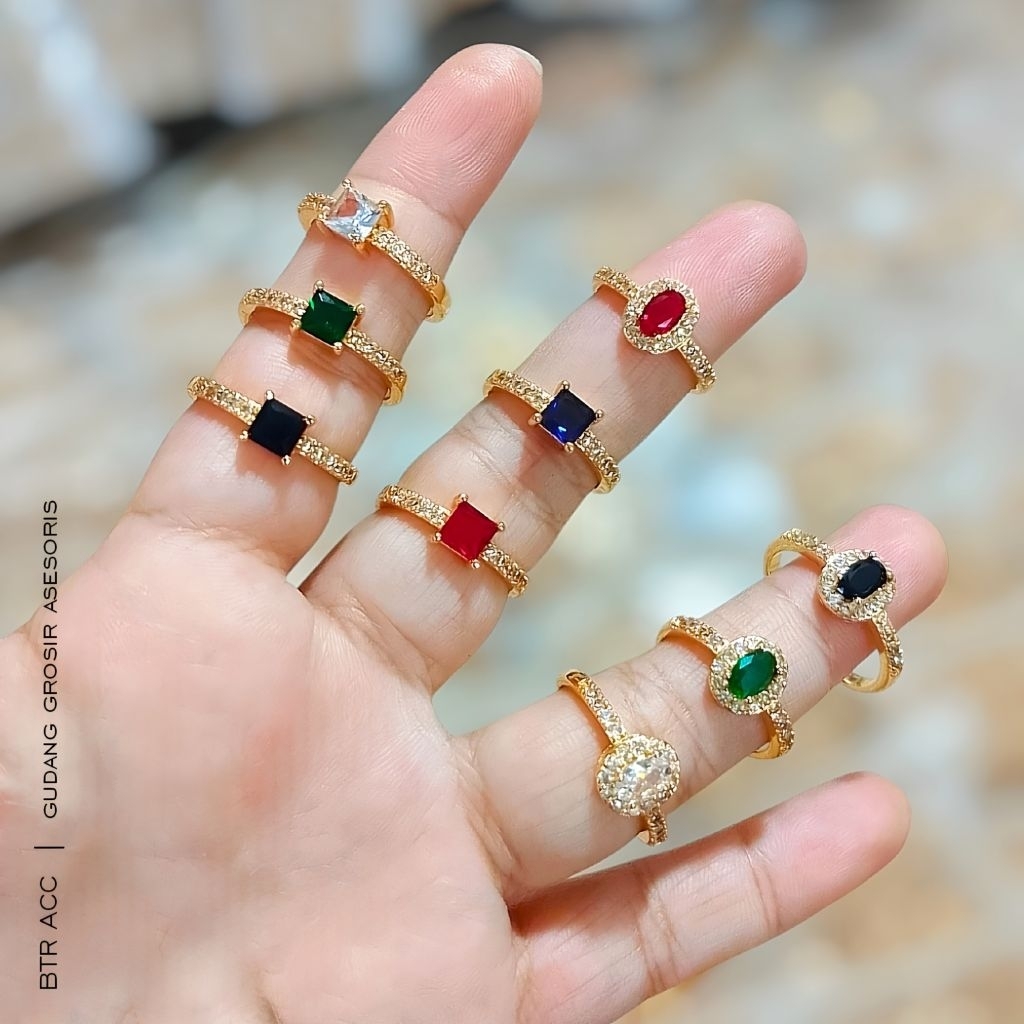Cincin Permata Xuping Wanita Mewah Premium Grosir Murah
