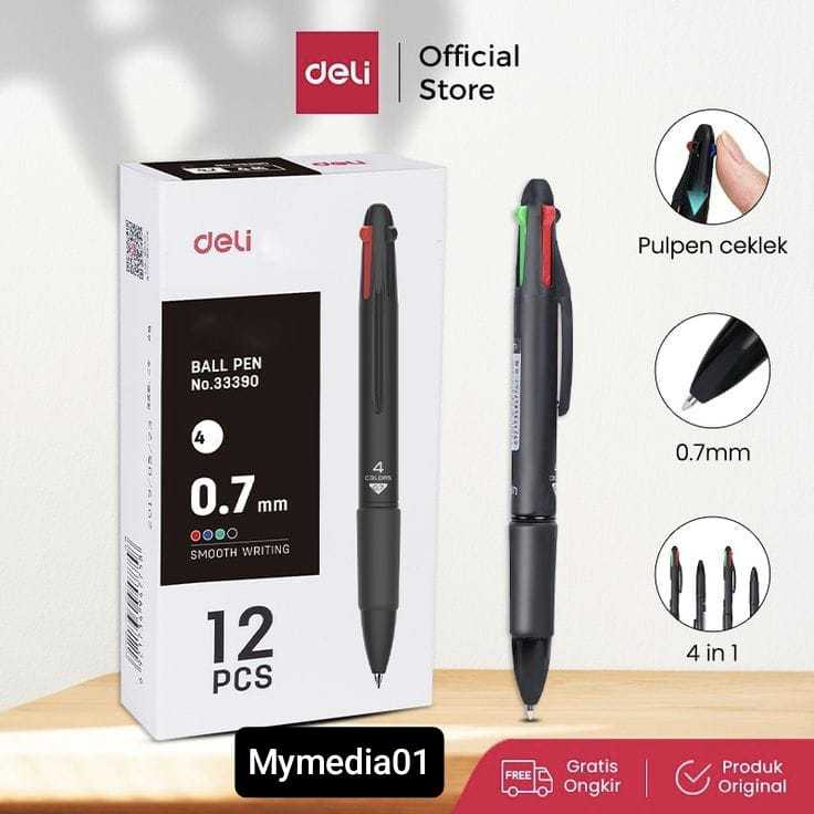 

1 PCS PULPEN DELI 4 WARNA BALLPOINT WARNA WARNI 0.7MM TERMURAH