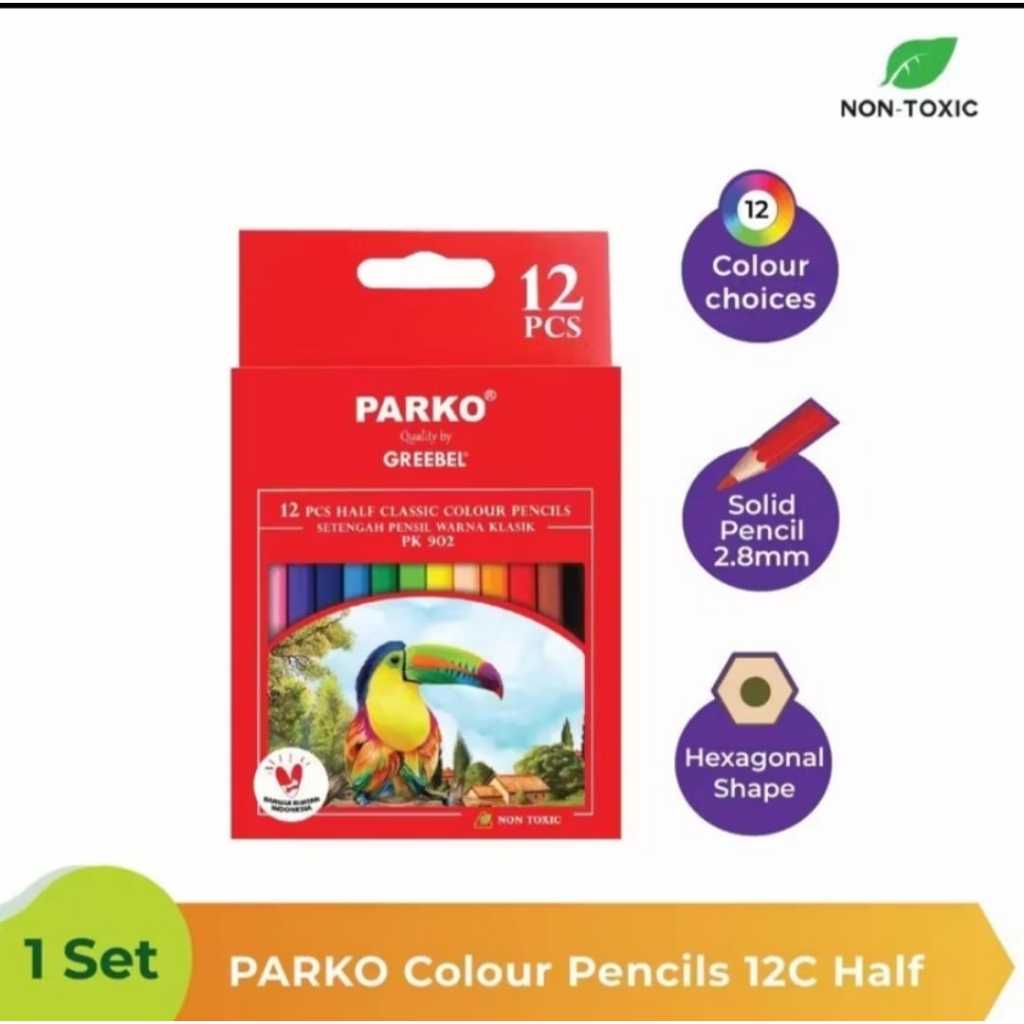 

Greebel Pensil Warna Pendek Parko Coloring Pensil 12 Warna PK-902