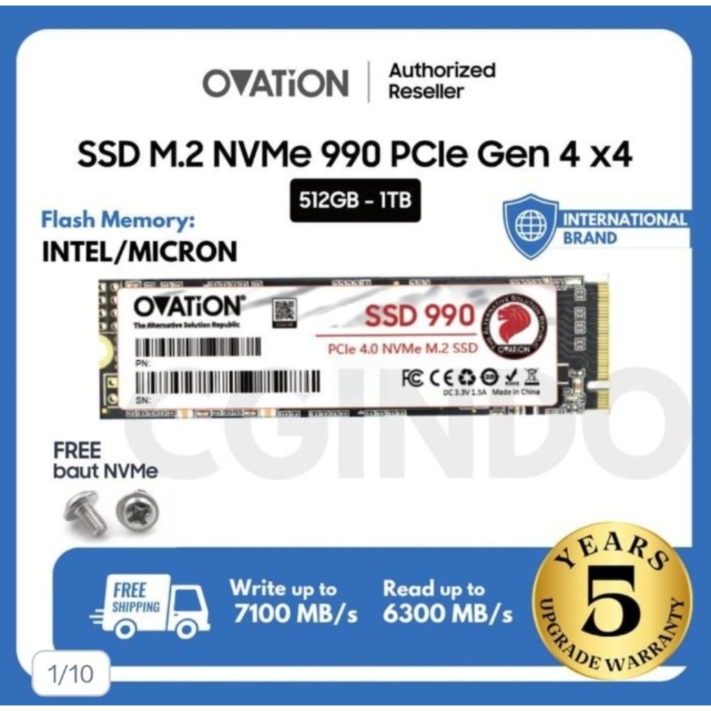 Ovation SSD M2 NVMe 990 PCIe 4.0 512GB 1TB 2TB SSD Internal 2280 Gen 4 x4