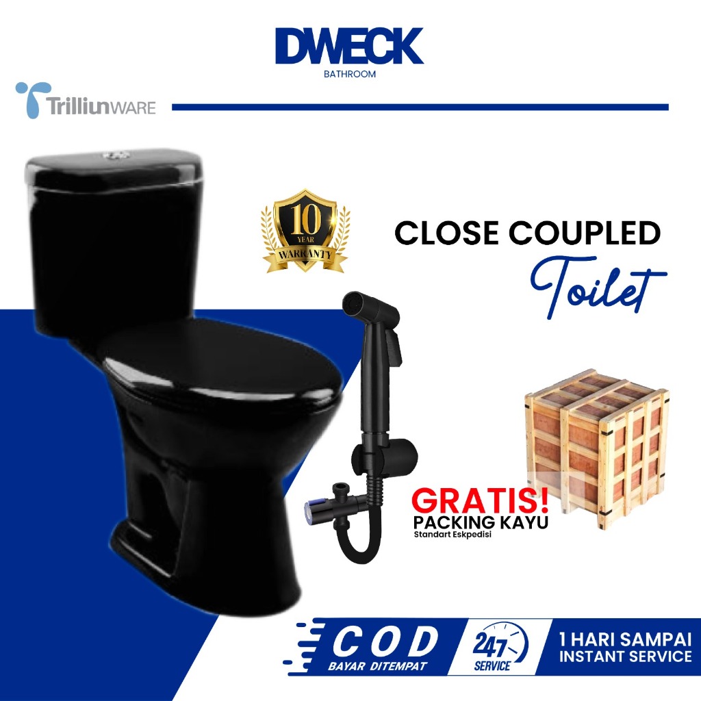 Closet Duduk Black TRILLIUNWARE Original Kloset Duduk Hitam