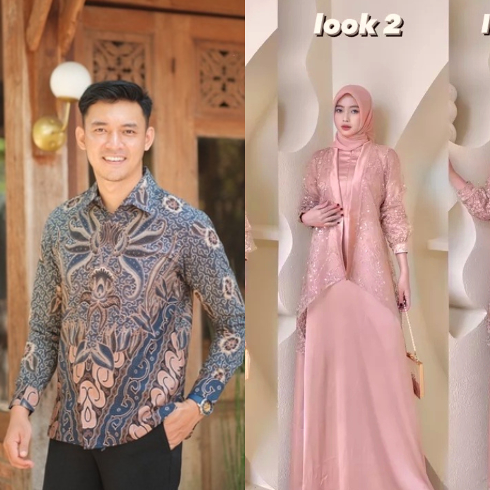 COUPLE BATIK LEBARAN VELOXA DRESS | Couple Lebaran Pasangan | Fuji Dress satu Set Inner Outer Kimono