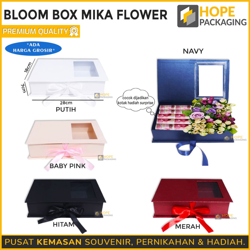 

Bloom Box Mika Flower/ Gift Box Hadiah Hampers Premium/ Kotak Hadiah Wisuda/ Kotak Hadiah Valentine Cantik