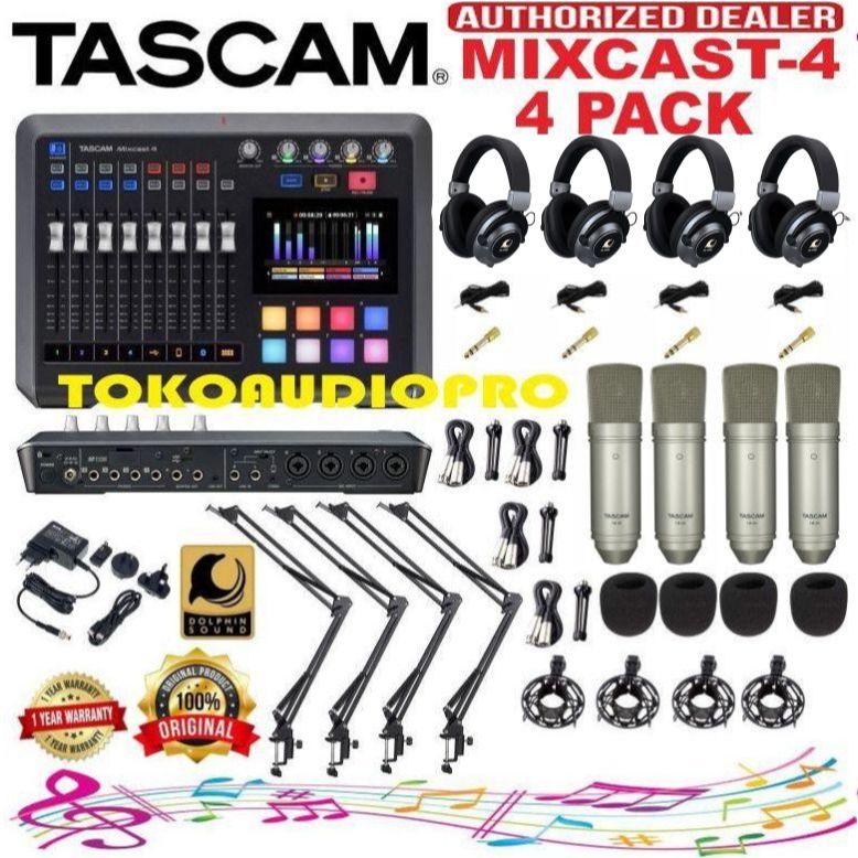Tascam Mixcast-4 Paket Podcast Premium Tascam Mixcast4 Podcast Studio