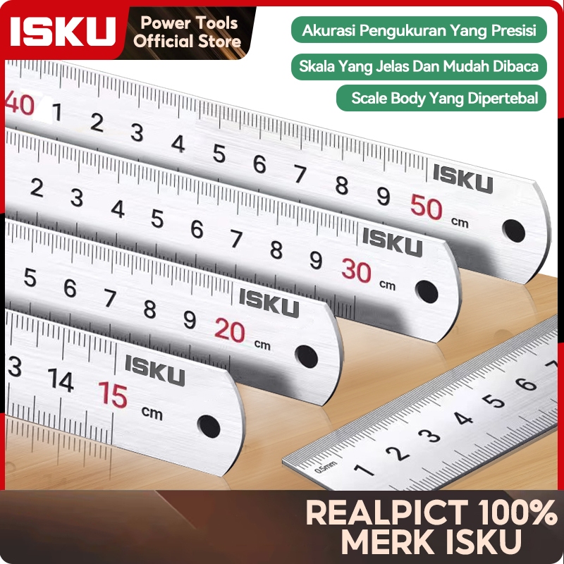 

ISKU Stainless Penggaris Besi Penggaris Baja 15/30/50/60/100Cm /Stainless Steel Ruler/Mistar Besi/Metal Ruler Baja Tahan Karat/Skala Penggaris Dua Sisi