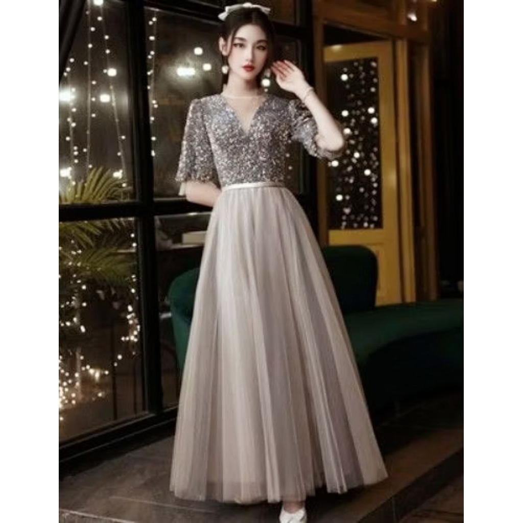 DISKON BESAR  Korean Bridesmaid Evening DressBanquet Temperament Daily Style Sisters Group Women / G