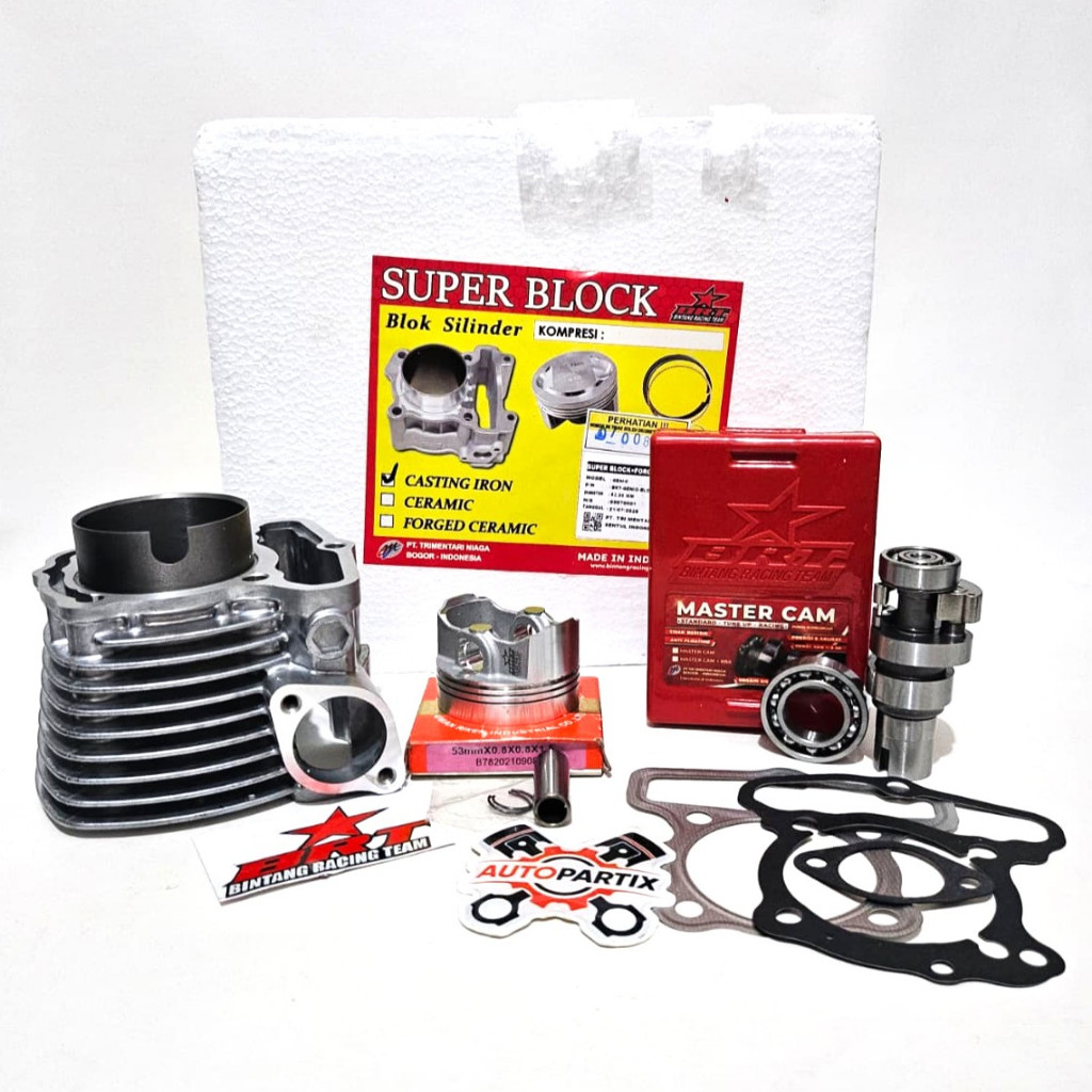 PAKET BLOK PISTON 53MM + NOKEN AS BRT GENIO DELUXE All New BEAT FI ESP STREET SCOOPY FI STYLISH Blok