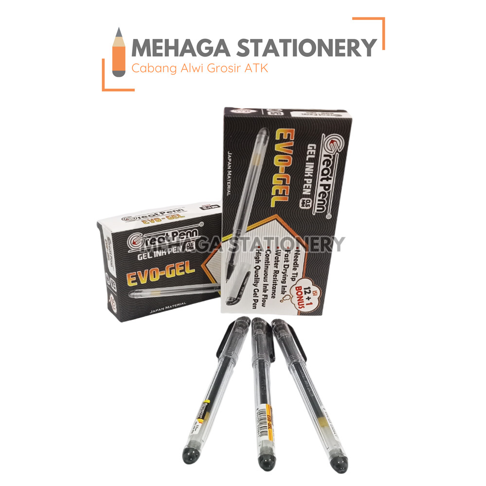 

PULPEN EVO-GEL 0,5MM | 1 KOTAK 12 PCS + BONUS 1 PCS