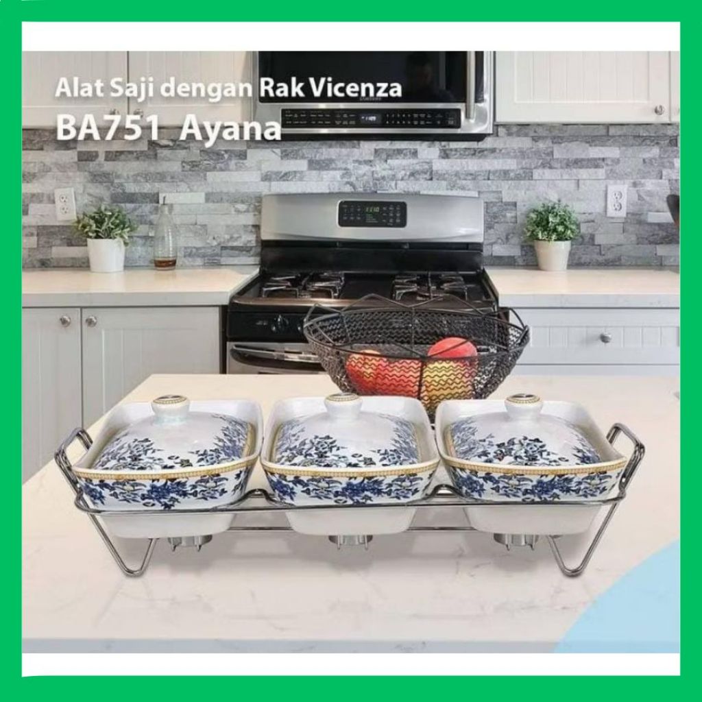 Set Food Warmer vicenza B751 / Wadah saji makanan vicenza isi 3pc