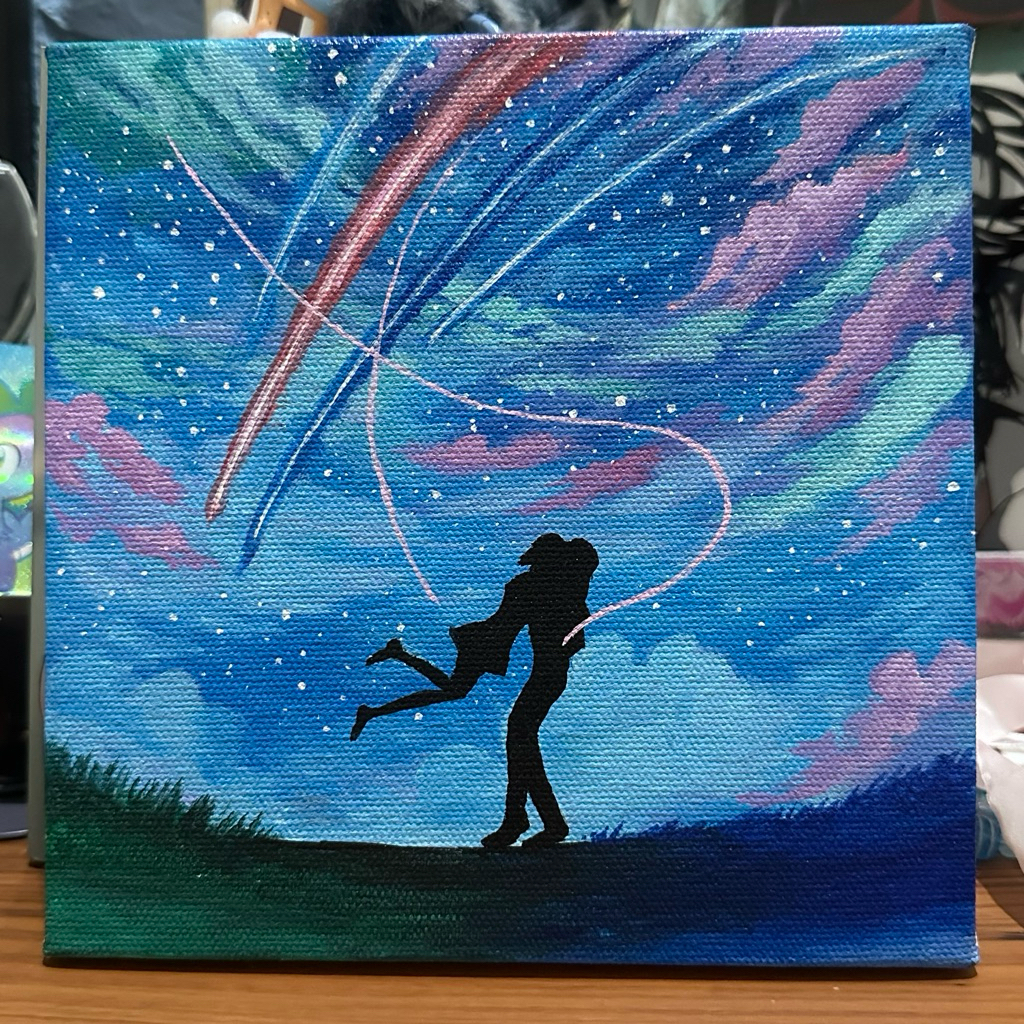 jual lukisan kanvas your name kimi no nawa anime akrilik fanmade fankit