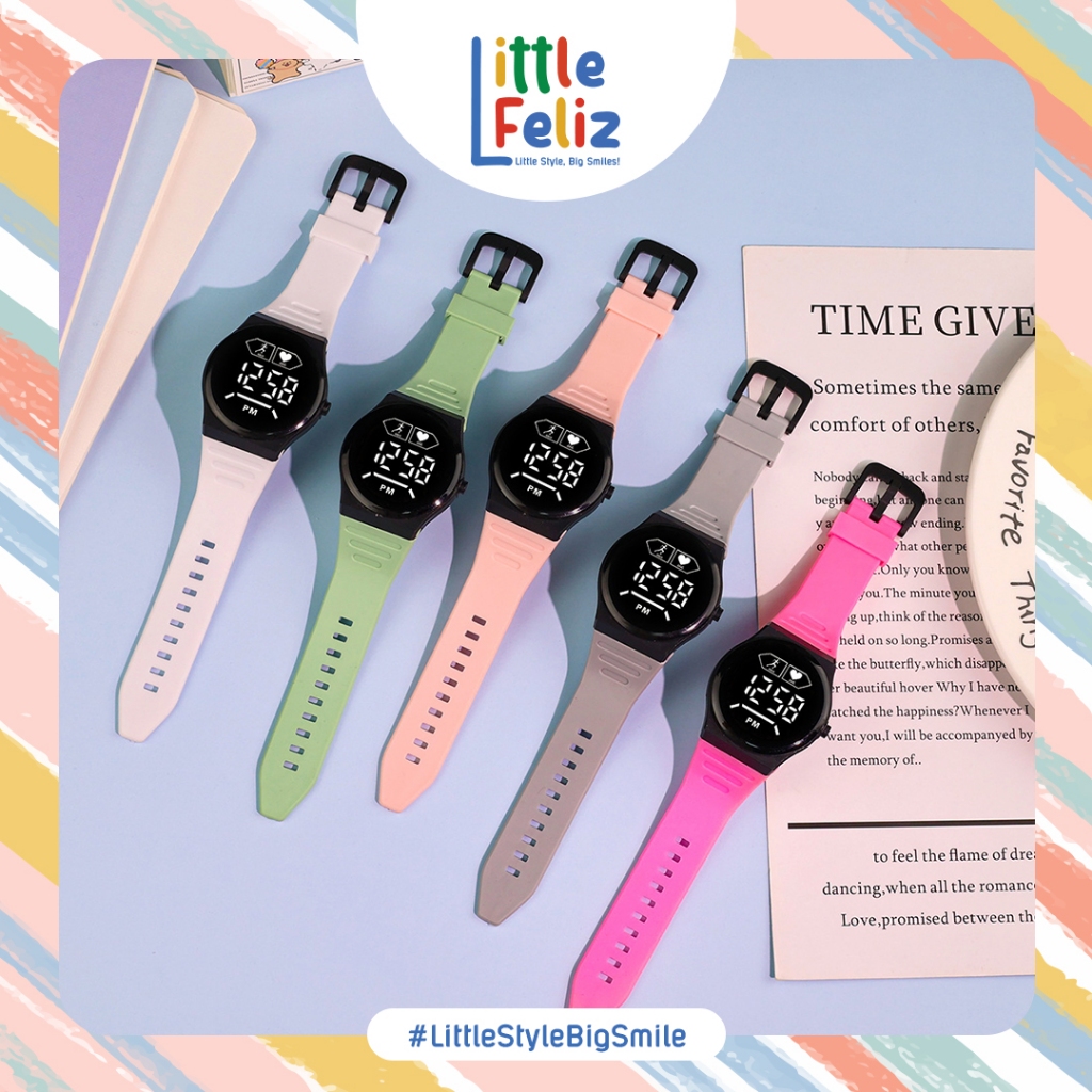 littlefeliz JA10 Jam Tangan LED Digital Pria Wanita Rubber Electronic Fashion Couple Anak Remaja Pre