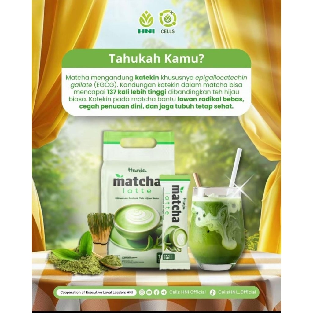 

Hania Macha Latte (minuman teh hijau susu) 10 sachet