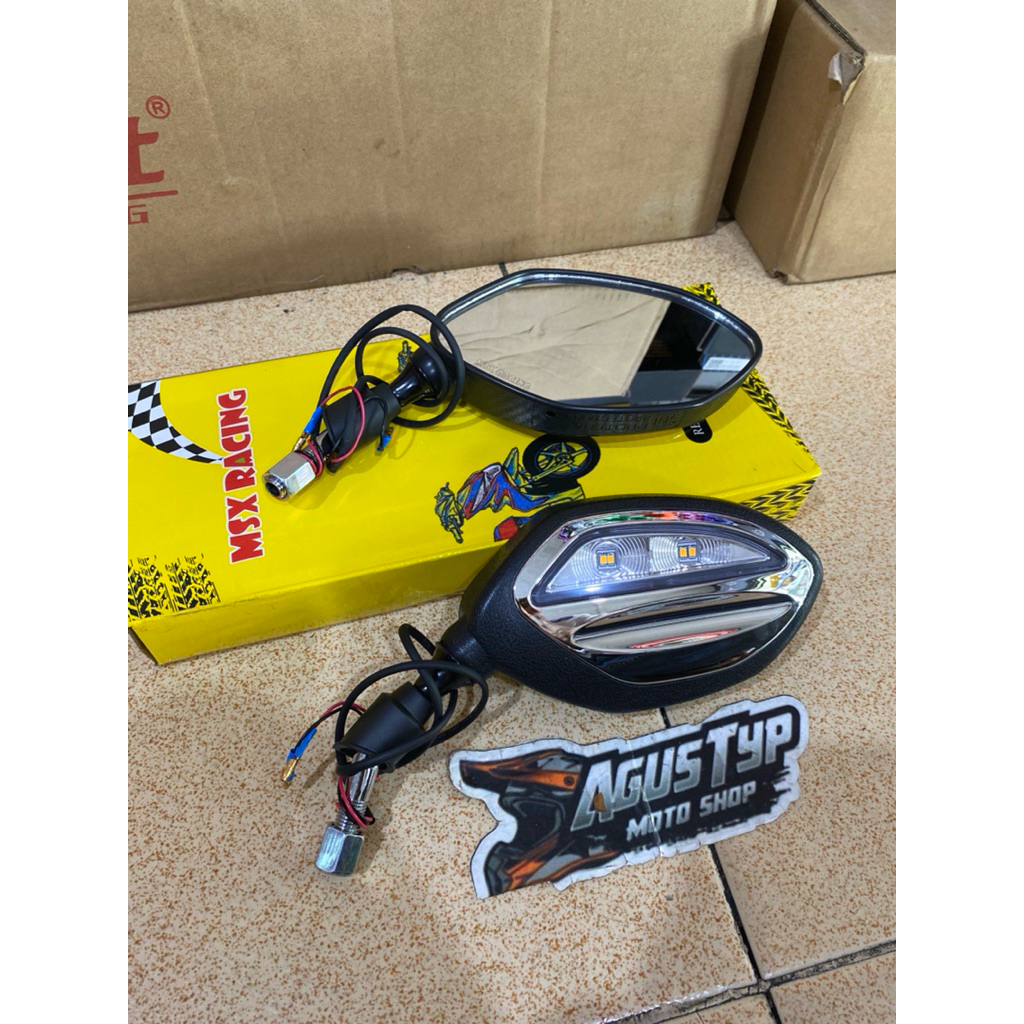 spion bubut matic universal + lampu msx racing