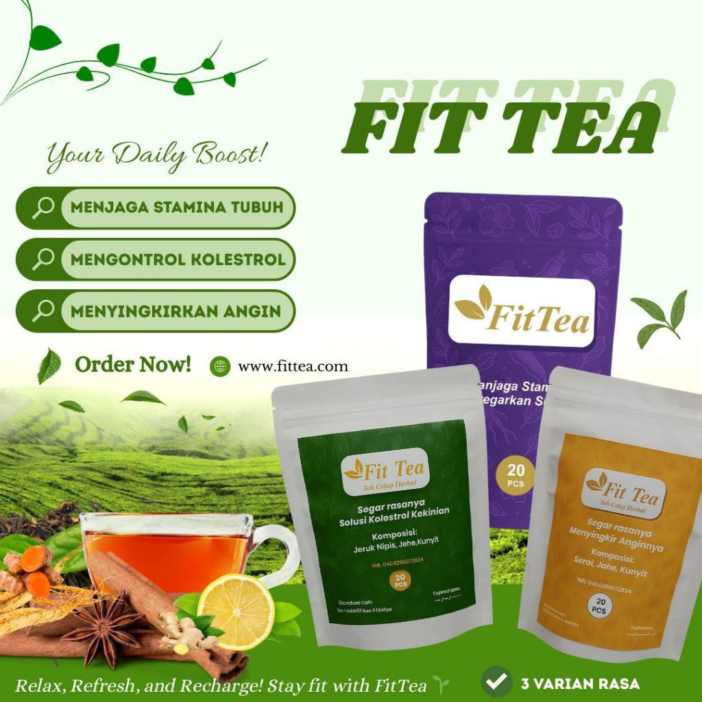 

Fit Tea | Teh herbal penunjang stamina, cegah kolesterol dan atasi masuk angin