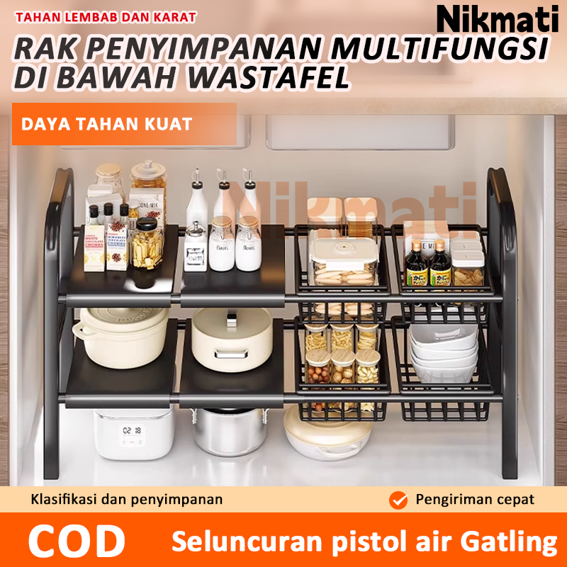Rak Dapur Bawah Wastafel/Rak Bawah Wastafel/ Rak kolong dapur Flexible Rak Dapur 1/2 Susun Rak/Rak P