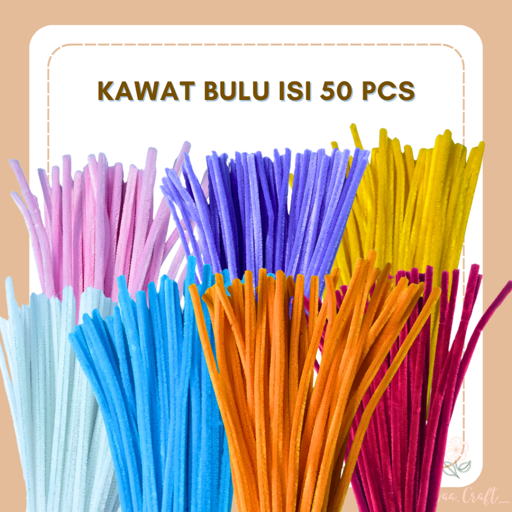 Kawat Bulu 50 PCS || Premium || Kawat Bulu Gembul 30 cm || Kawat Bulu Mercy || Pipecleaner
