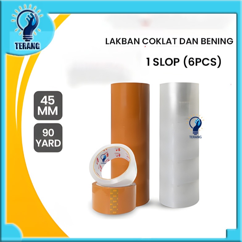 

Lakban Coklat Cokelat Bening 2 inch 90 y 6 pcs (1 slop) 45 90Y