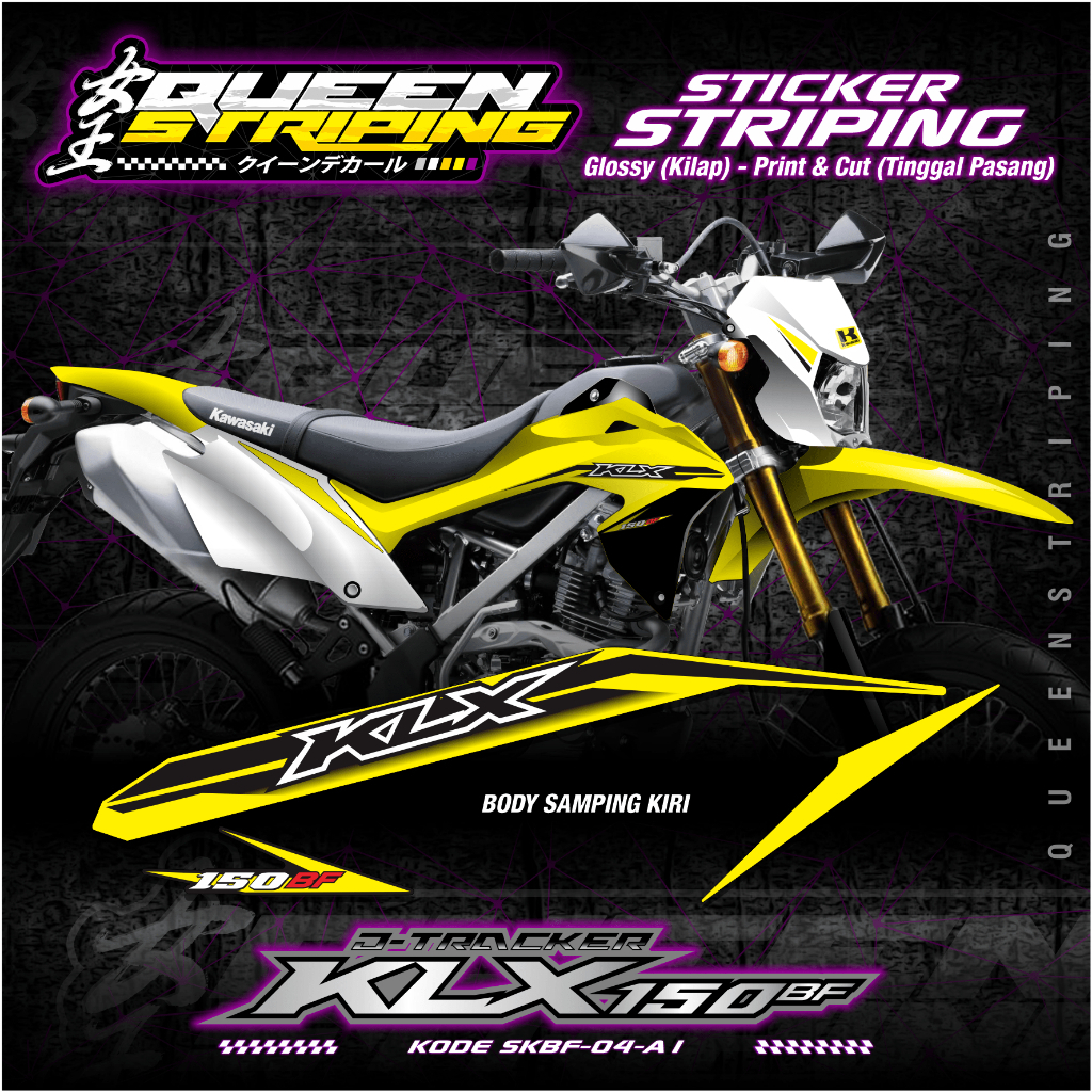 STRIPING VINYL KAWASAKI KLX BF, G, SE SEMI FULLBODY - DECAL STRIPING KAWASAKI KLX 150 EXTREME DESAIN