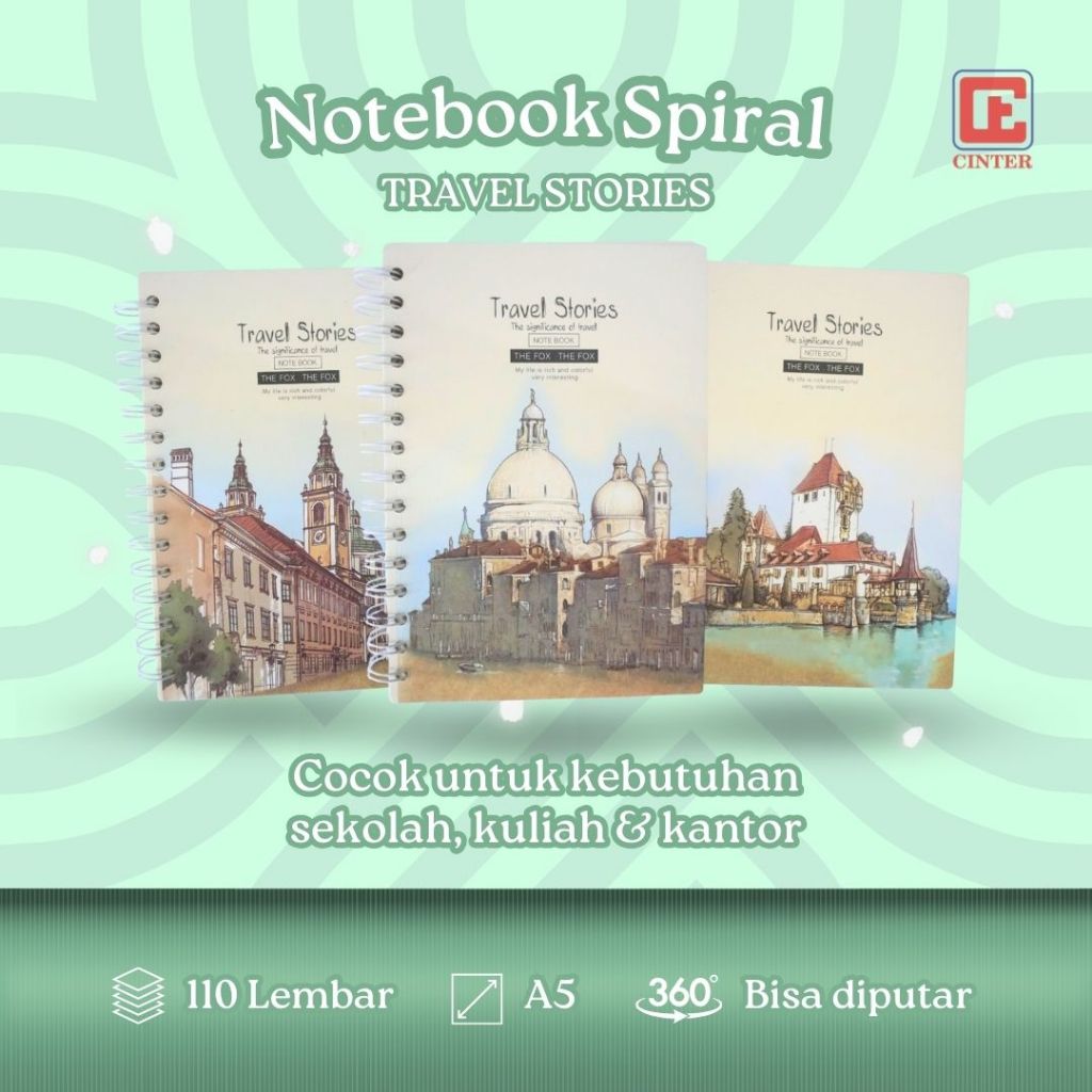 

BUKU CATATAN / NOTEBOOK SPIRAL / BUKU SPIRAL A5 XQ-81625-2 TRAVEL STORIES