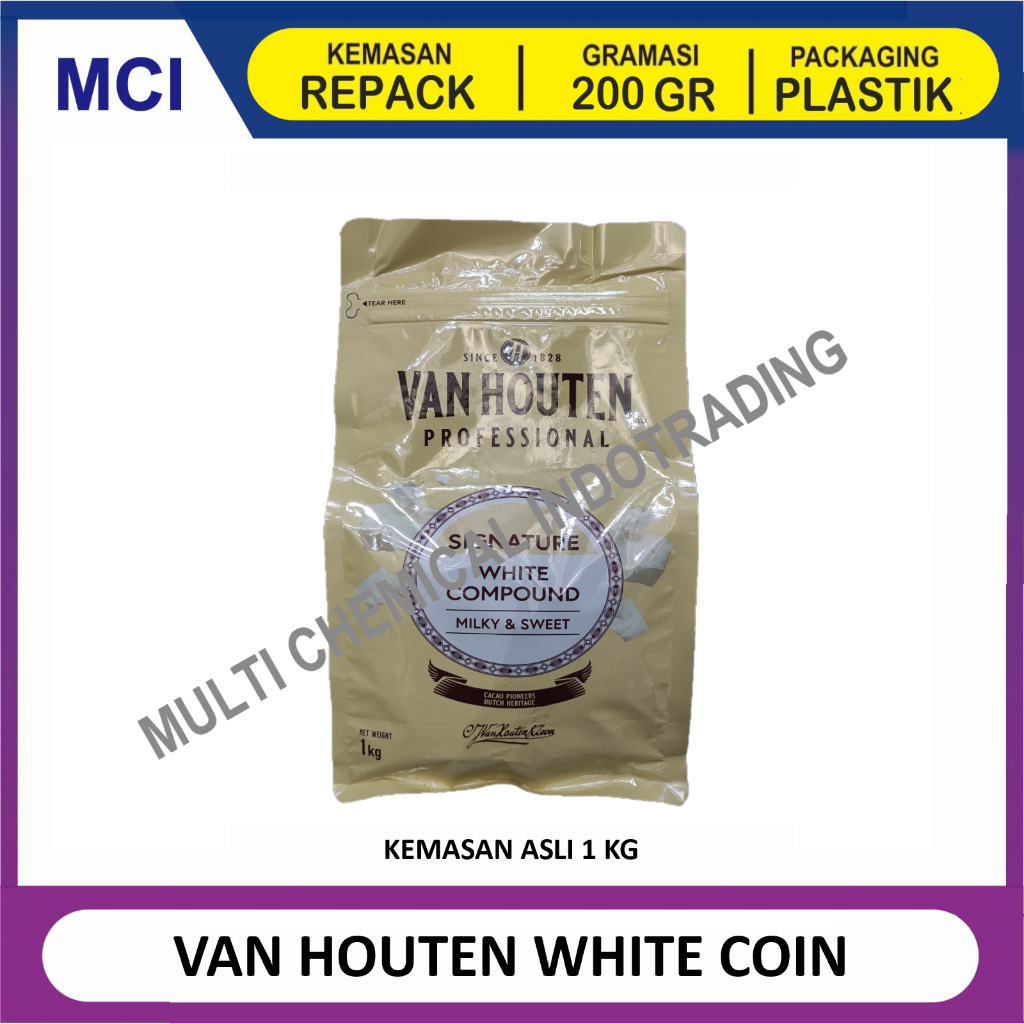 

VAN HOUTEN WHITE COIN CHOCOLATE INTENSE BUTTON / COKELAT COKLAT PUTIH KOIN - REPACK 200 GR