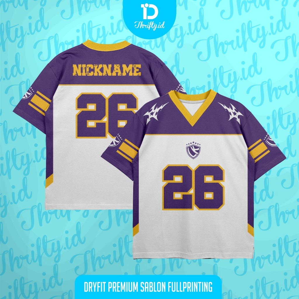 Jersey Baju Wanita/Pria PUTIH UNGU 26 Custom Zumba, Volly, Badminton, Tennis, Futsal GRATIS NAMA DAN