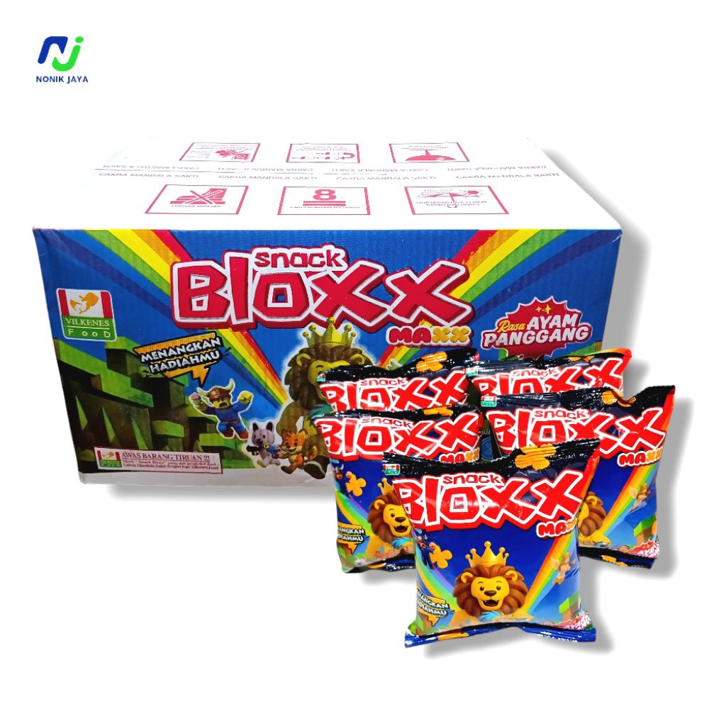 

( SNACK BERHADIAH UANG ) Bloxx Maxx Snack Berhadiah Rasa Ayam Panggang Kartonan Isi 40 Pcs@20gr