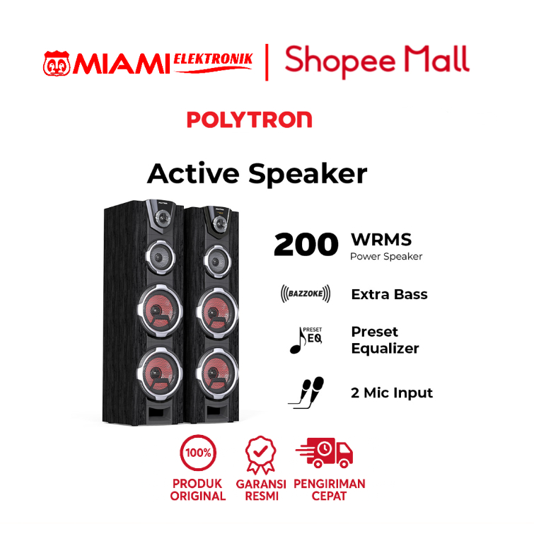 POLYTRON PAS 8FF22 / PAS8FF22 Active Speaker 8 Inch Bluetooth Speaker Karaoke