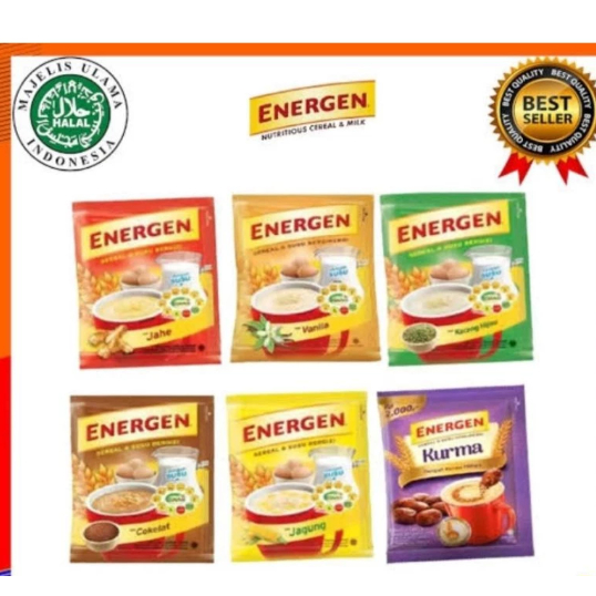 

Energen Sereal 35 Gr Isi 10 Pcs Halal Vanila Cokelat Kacang Hijau