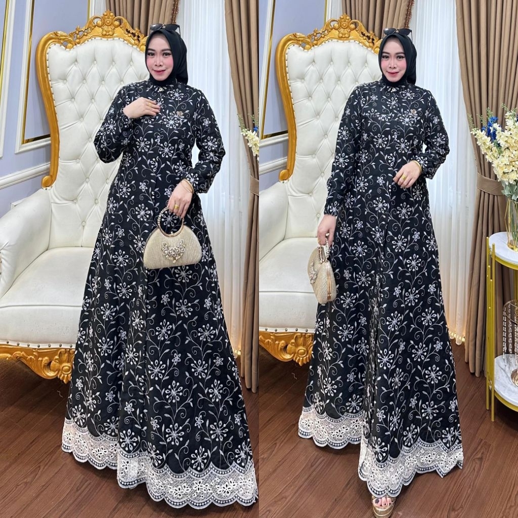 Silviani Dress By D irena fashion / Gamis katun bordir jumbo