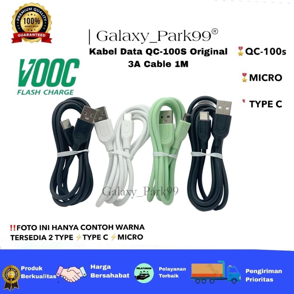 Kabel Data Fleco QC-100s Original 3A Cable 1M For Android  Smartphone Universal Fast Charge QC3.0 (M