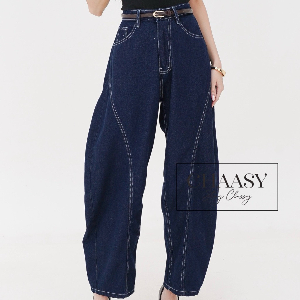 Chaasy Barrel Jeans | Bahan Real Jeans | Barrel Pants | Jeans Wanita