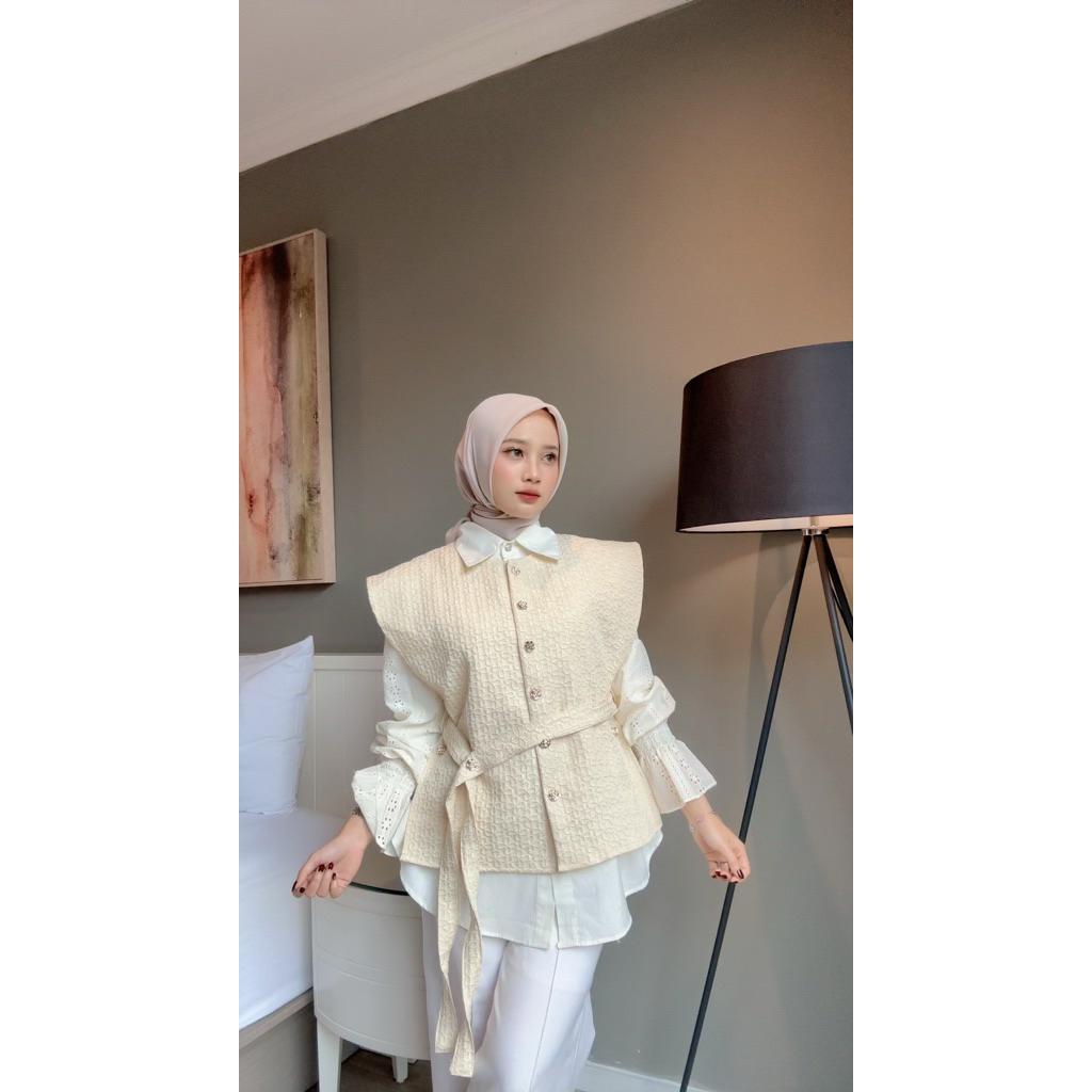 DISKON BYFIA JIENNA MONZA IMPORT BLOUSE / ATASAN PREMIUM WANITA TERBARU KEMEJA VEST FORMAL BLOUSE