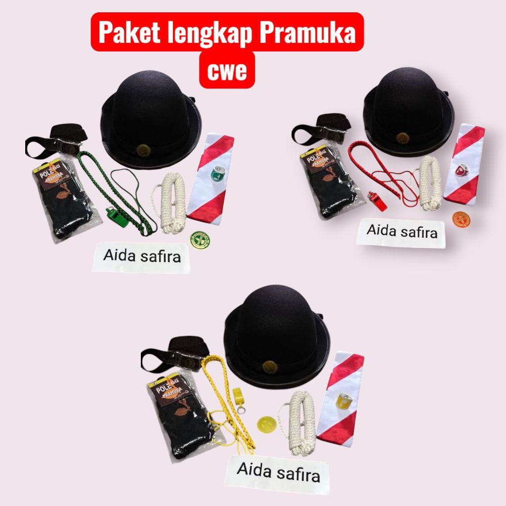 (PAKET LENGKAP)ATRIBUT PRAMUKA TOPI BONI KELAS 1-6 SD, SMP