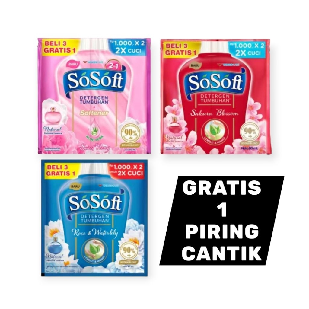 SOSOFT detergent cair sachet/rencengan