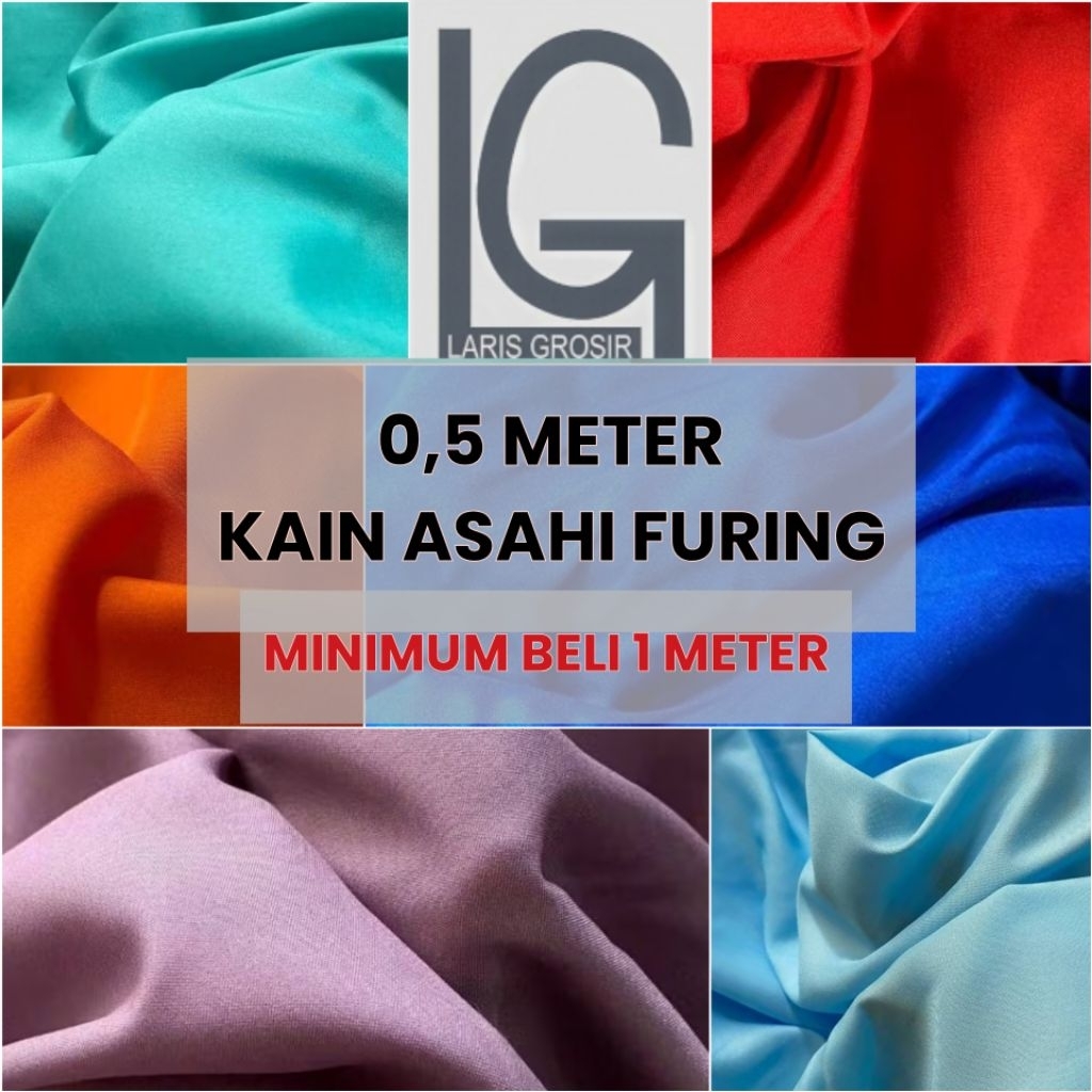 kainASAHI PER STENGAH METER ECER METERAN HITAM PUTIH WARNA PELAPIS FURING DALEMAN PURING ROK HALUS R