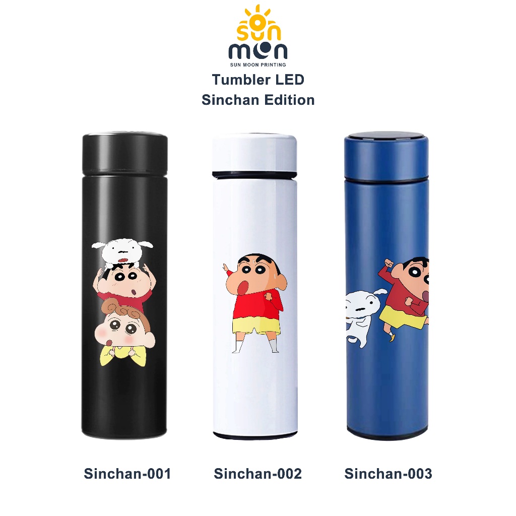 

Sun Moon Printing Tumbler LED Sinchan Edition Tumbler Murah Souvenir Hadiah Antikarat Botol Minum 500 mL Stainless Steel 304 Hampers