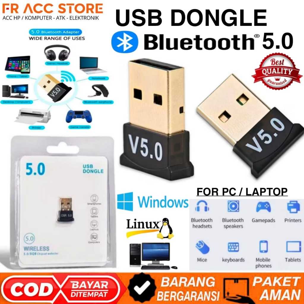 USB BLUETOOTH 5.0 USB DONGLE BLUETOOTH PC / LAPTOP ALAT BLUETOOTH KOMPUTER BT 5.0