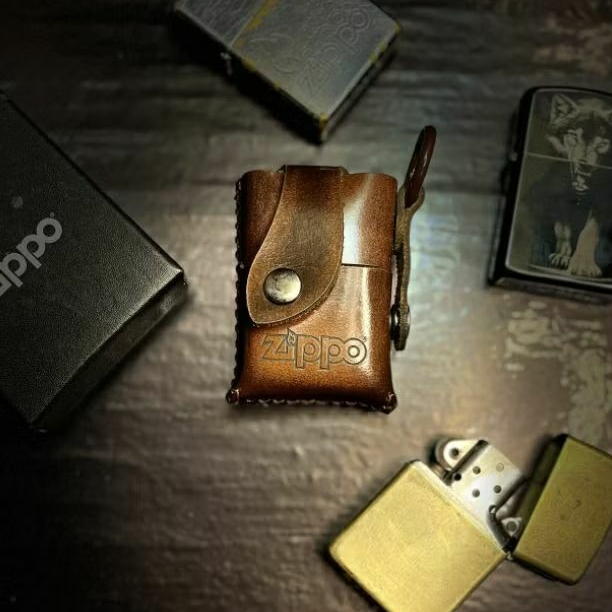 Sarung Zippo Pouch Zippo Case Zippo Kulit Asli Vintage Kulit Zipper