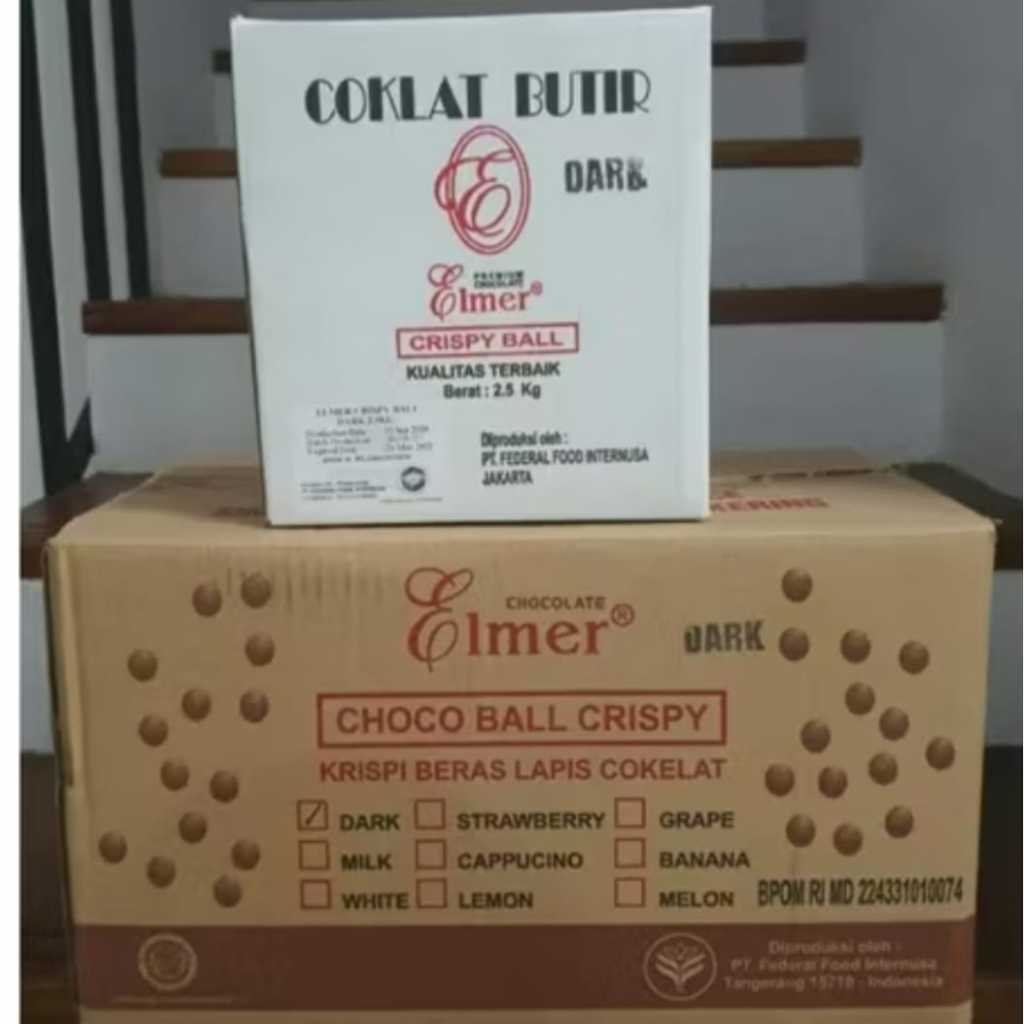 

ELMER CRISPY BALL DARK CHOCOLATE KEMASAN 2,5 KG / COKLAT BUTIR ELMER KEMASAN 2,5 KG