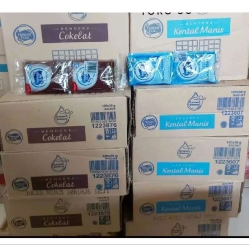 

Frisian Flag Susu Bendera Kental Manis Sachet Putih Coklat 1 Dus Isi 120 Sachet