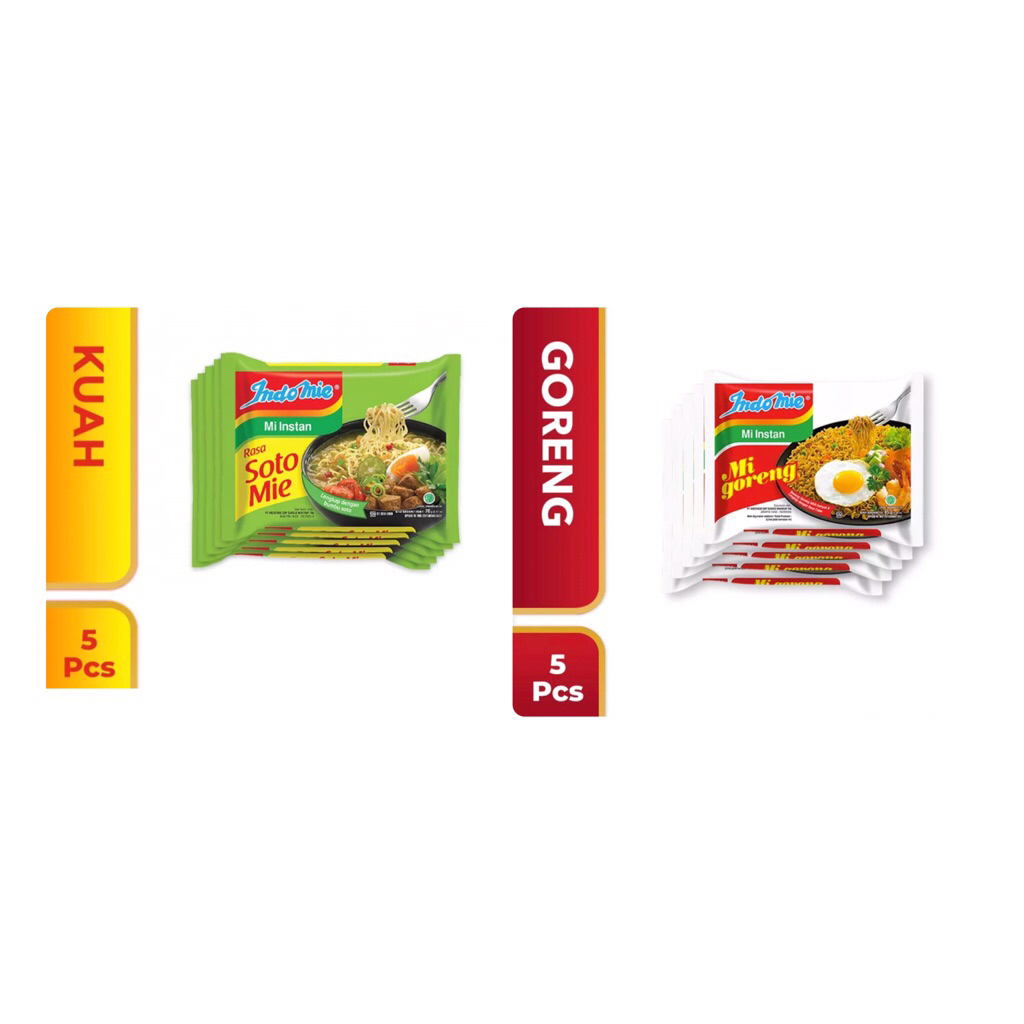

[PAKET BUNDLING] Indomie Goreng 5 Bungkus & Indomie Soto 5 bungkus