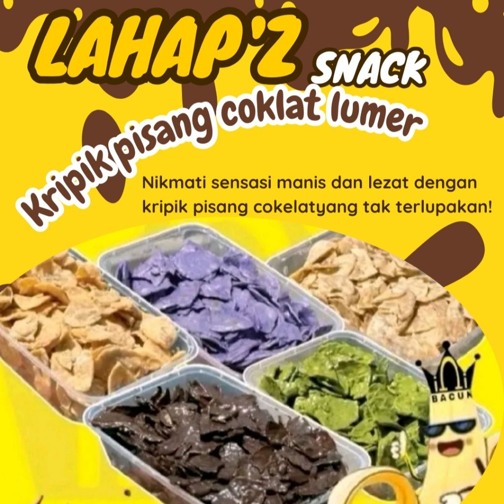 

KRIPIK PISANG COKLAT LUMER/BANANA CHIPS ANEKA RASA KEMASAN BOK 500MILI 160GRAM